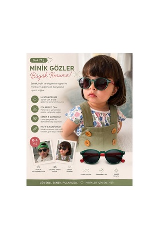 Unisex Yeşil Kırmızı Bebek 0 Yaş Ile 4 Yaş Aralığı Güneş Gözlüğü Polarize Camlı Çocuk Güneş Gözlüğü