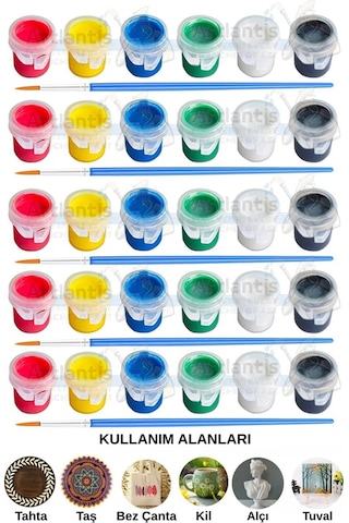 Akrilik Boya 3 Ml 6 Renk Resim Fırçası 5 Paket Mini Küçük Akrilik Boya Taş Ahşap Seramik Tuval Alçı Tuval Etkinlik Çok Renkli