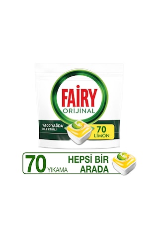 Fairy Hepsi Bir Arada Limon Kokulu Bulaşık Makinesi Deterjanı 70 Tablet