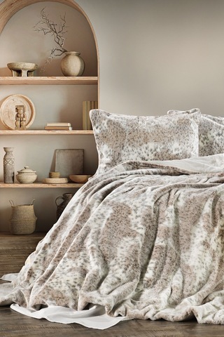 Zebra Casa Leopard Çift Kişilik Comforter Set Vizon