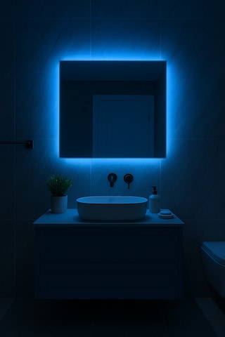 Digital Hayat Rgb Led Işıklı Kare Ayna Dekoratif Banyo Makyaj Aynası Sınırsız Renk Çok Renkli