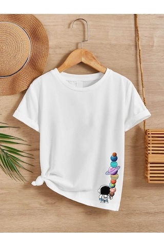 Noıssey Kod:vsk Beyaz Çocuk T-shirt Kids-yan-gezegenler-