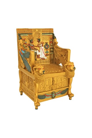 Toscano Mısır Dekorlu Takı Kutusu - King Tut Golden Thron Jewelry Box - Mısır Heykelleri