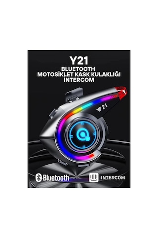 Y21 Rgb Işık Efektli Intercom Bluetooth Motosiklet Kask Kulaklığı Intercom Kulaklık