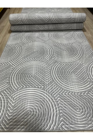 Arbese Gri Kaymaz Tabanlı Kesme Yolluk Kabartmalı Hol Koridor Mutfak Salon Halısı