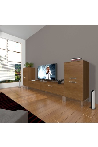 Decoraktiv Eko On2 Slm Std Krom Ayaklı Tv Ünitesi Tv Sehpası Ceviz