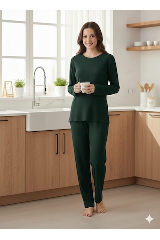Sude Kadın Pijama Takımı Koyu Yeşil