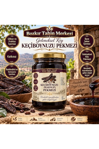 Bozkır Tahin Merkezi Geleneksel Keçiboynuz Harnup Köy Pekmezi Şeker ilavesiz & Koruyucu İçermez 800 G