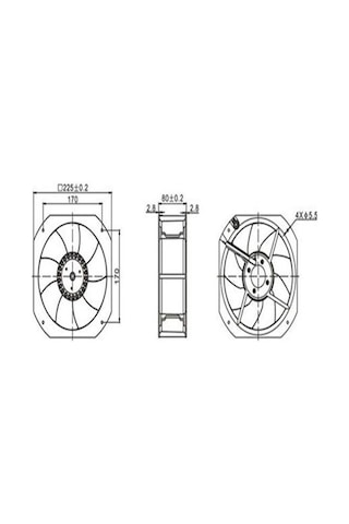 Salzer 225x225x80 Kare Fan 220v Metal Kanat Rulmanlı