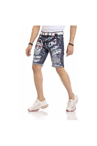 Ck255 Boyalı Erkek Kot Şort Mavi