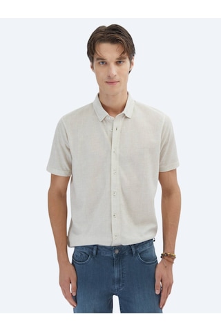 Kip Bej Desenli Regular Fit Casual Gömlek Bej
