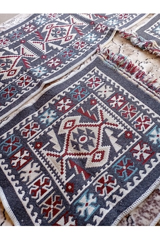 Parlak Dokuma Oto Koltuküstü Kilim Gri