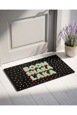 Siyah Hindistan Cevizi Lifi Boom Shaka Laka Kapı Önü Paspası 45x1,5x75 Cm