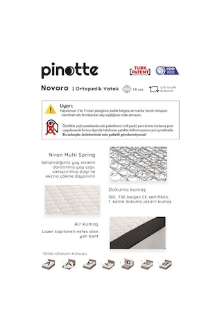 Nironyatak Tek Kişilik 90X190 Cm Ortopedik Novara Yatak