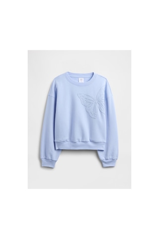 Gap Kız Çocuk Oversized Bisiklet Yaka Sweatshirt Mor