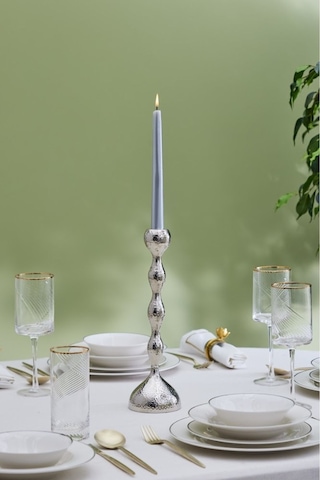 Karaca Arlen Tekli Şamdan Silver 32 Cm