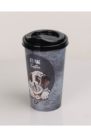 Bardağı - Kapaklı Desenli 650ml Çok Renkli