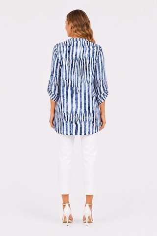 Neden Tekstil Kadın Mavi Beyaz Çizgili Relaxed Tunik Bluz