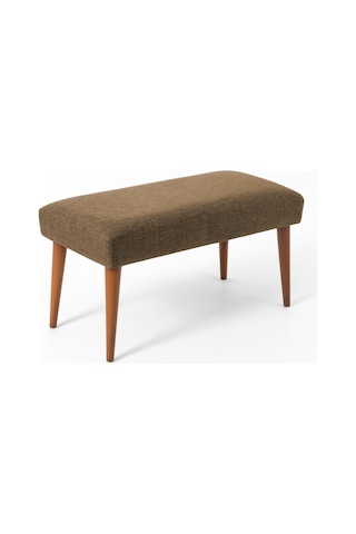 Azra Mobilya Modern Keten Kumaş Puf Bench 90x45 Cm Demonte Ahşap Ayaklı Oturma Pufu - Kahverengi Kahverengi