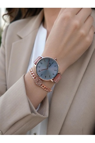 Daniel Klein Deri Kordonlu 2 Yıl Garantili 3 Atm Suya Dayanıklı Kadın Kol Saati+bileklik Bd.12810.5 Rose Gold