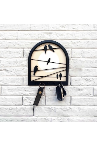 Cajuart Tel Üstünde Kuşlar Katmanlı Tasarım Duvar Askılık Anahtarlık Duvar Dekoru