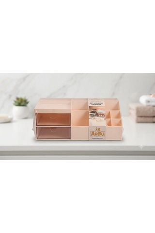 Arbu Çift Çekmeceli Takı Makyaj Organizer Ekru
