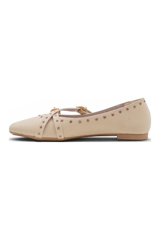 Shoes 0007 Zımba Detaylı Kadın Babet Bej