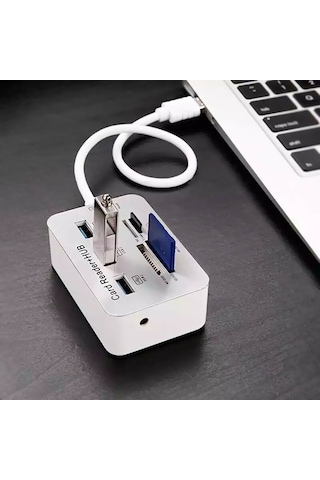 Lemestar 3 Port Usb 3.0 Hub İle Ms/m2/tf Kart Okuyucu Çok Fonksiyonlu Adaptör 7 Slot, Usb 3.1, Abs+alüminyum, Taşınabilir
