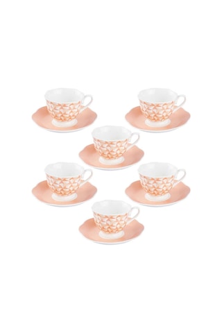 Tantitoni Pink Wind 6 Kişilik Kahve Fincan Takımı Pembe