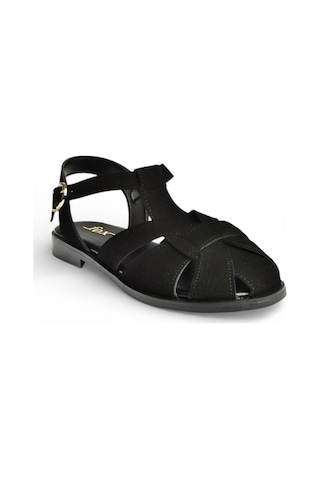 Fox Shoes Y250333302 Siyah Süet Kadın Sandalet
