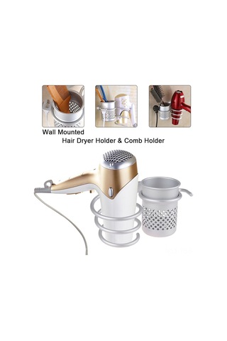 Hfambition Duvar Tipi Saç Kurutucu Tutucu, Banyo Dolabı Gereçleri Organizasyon Rafı, Alüminyum Saç Gereçleri Saklama Tabanı Diğer