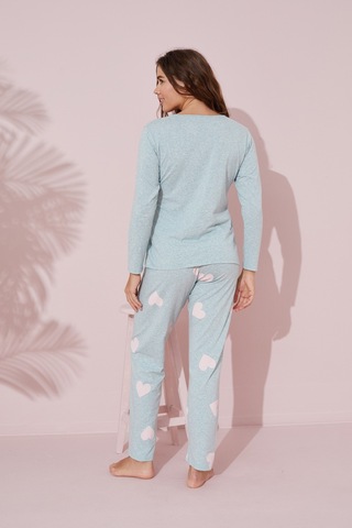 Siyah İnci Pamuklu Örme Pijama Takım 24241067 Yeşil