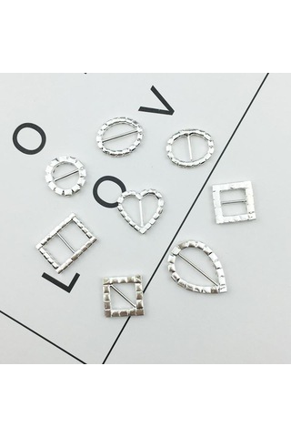 Dıy Craft Kart Davetiyesi İçin 10 Adet Kalp Yuvarlak Kare Şekli Şerit Toka Kaydırıcılar Gümüş , Seçenekler: 7