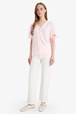 Defacto Regular Fit V Yaka Kısa Kollu Gömlek F6086ax25smpn436 Pembe