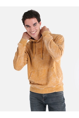 Colin's Colins Regular Fit Baskılı Kapüşonlu Sarı Erkek Sweatshirt Cl1064608 Safran