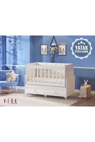 Veraexclusive Yataklı, Anne Yanı, Çekmeceli, Sallanır Beşik Beyaz