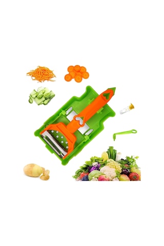 Cocororo Soyucu, Meyve Ve Sebze Soyucu, Pelador Çok Amaçlı Çift Cuchilla, Patates, Portakal, Limon İçin Julienne Şeritleri, Limon Sıkacağı Ve Patates Spirali 1 Adet Siyah