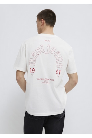 Mavi - Mavi Jeans Baskılı Ekru Tişört 0613201-70057 Ekru