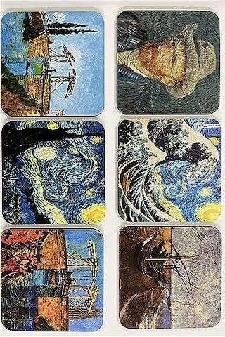 Temalı Ahşap Bardak Altlığı Ahşap Baskılı Altlık 6&apos Lı Set 9 X9cm Karbonnm14 1