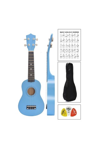Soprano Açık Mavi Ukulele 54cm Kılıf Ve Pena