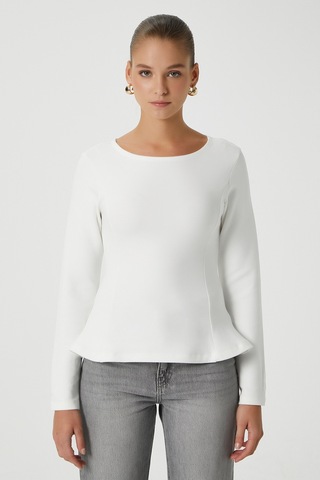 Ritnice Kadın Runa Premium Ekru Peplum Bluz Ekru