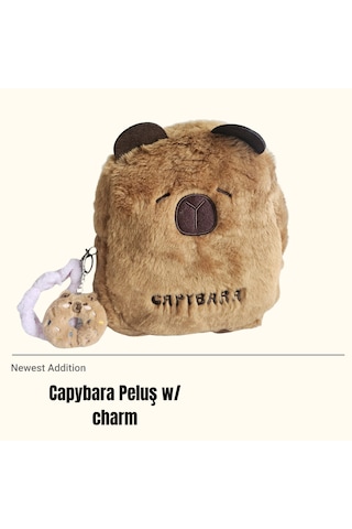Capybara Peluş Sırt Çantası W/ Charm Kahverengi