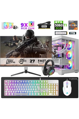 Xaser Star X120 R7-5700X 32 GB 1 TB SSD 8 GB RTX5060Tİ 27" Dos NVME Masaüstü Oyuncu Bilgisayarı