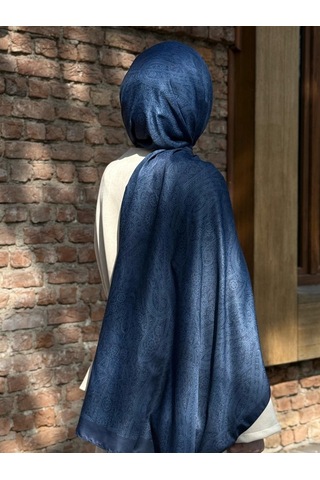 Qalortex Scarf Pamuklu Soft İnci Desen Şal-lacivert