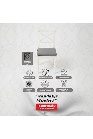 Xpermate 6'lı Sandalye Minderi Su İtici Kumaş 40 x 40 CM Antrasit