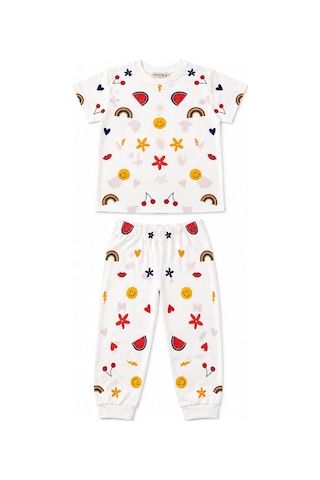 Beniizle Kız Çocuk Pijama Takımı Beyaz