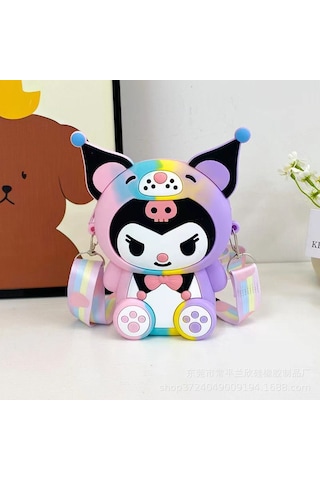 Snapbuy Silikon Mini Çocuk Çantası, Kuromi Tasarımlı, Çapraz Askılı Kuromi Renkli