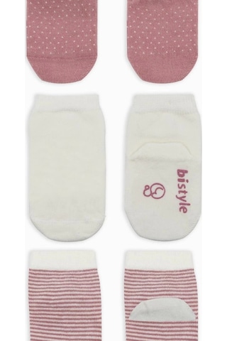 Bistyle Puanlı Kaymaz Penye Soket Çorap 3'lü Bs10108 Pudra Pudra