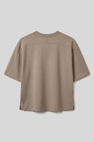 Tommy Life Koyu Bej O Yaka Oversize Kısa Kollu Kadın T-shirt - 97316