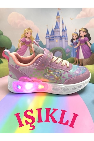 Kız Çocuk Işıklı Fuspetli Hafif Rahat Yumuşak Taban Pembe&pudra Spor Ayakkabı Sneaker